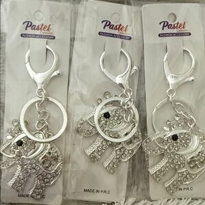 Pastels Gold Elephant Keychain Trio